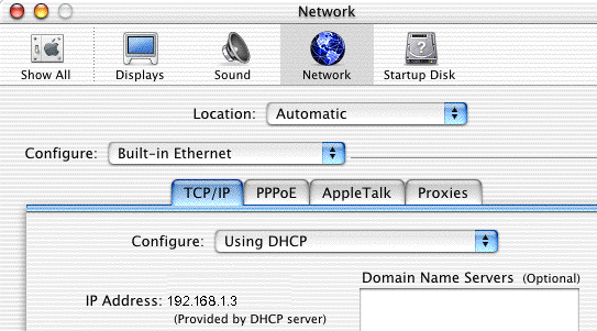 Mac OS X Network control panel