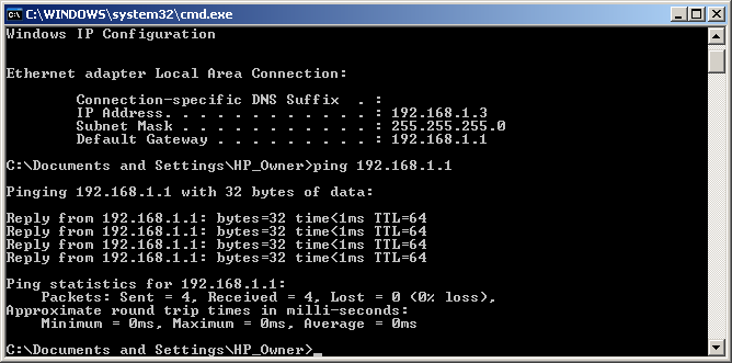 Ping default gateway
